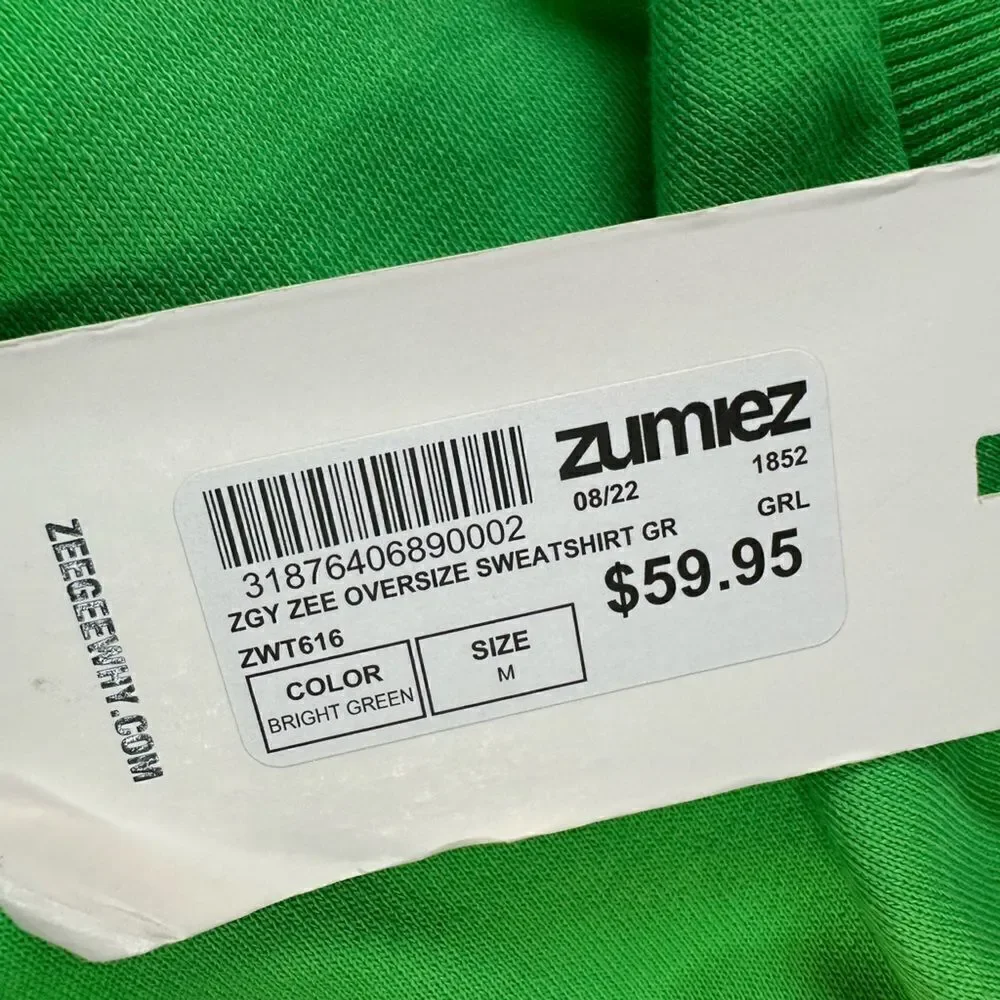 NWT ZGY Denim Women’s Green Graphic Oversized Sweatshirt- Size Medium - Picture 4 of 9